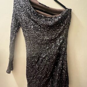 Ark & Co Blue Sequin Long Sleeve Dress